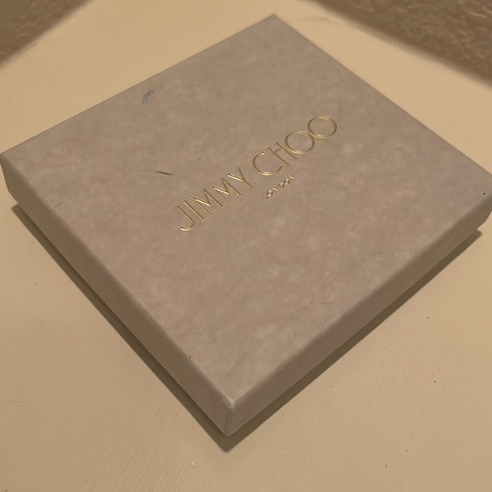 Jimmy Choo Small Square Box Light Gray Gold Lettering Luxury Storage Decor - Picture 2 of 10